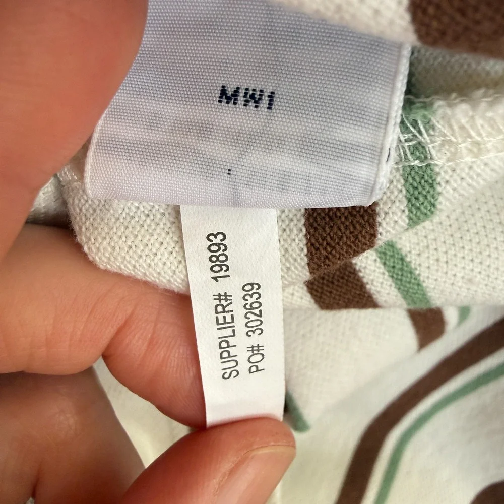 Polo Ralph Lauren Men's XL Striped Cotton Pique Polo Shirt White Brown Green
